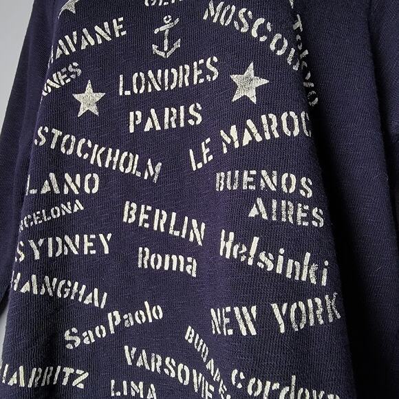 J.Crew Navy Paris Cities Graphic Sweater Women’s Small 100% Cotton Nautical - Picture 2 of 8